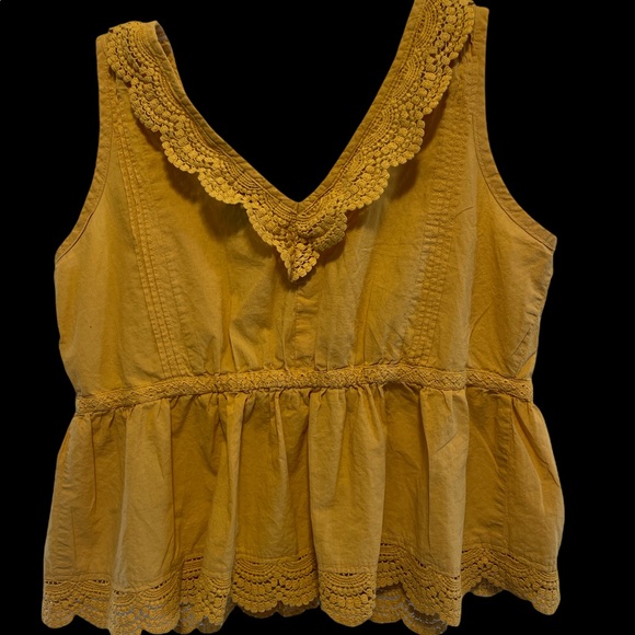 Frilly Mustard yellow peplum top - Picture 2 of 5